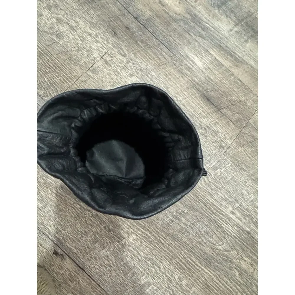 Black Quilted Drawstring Cosmetic Pouch